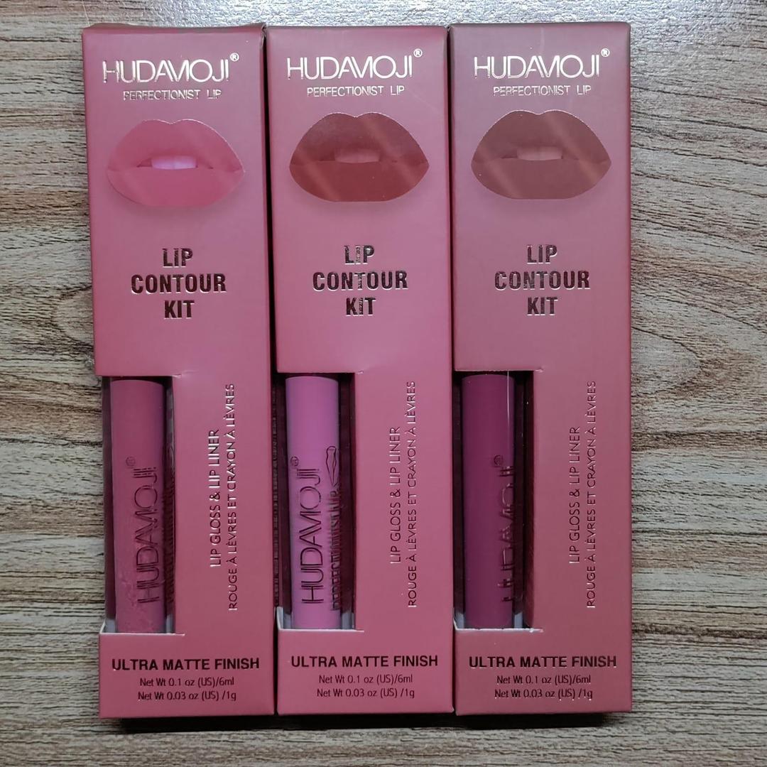 2 IN 1 Lipgloss+Lip Liner Combination, Waterproof Lip Gloss, Sweatproof, Matte Multi-Color Correcting Lip Pencil