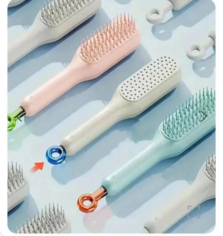 4 in 1 Self-CleaningHair Brush – Anti-StaticDetangling Comb with ScalpMassage & Rotating LiftingCleaner