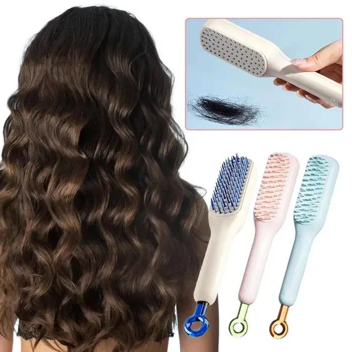 4 in 1 Self-CleaningHair Brush – Anti-StaticDetangling Comb with ScalpMassage & Rotating LiftingCleaner