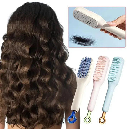 4 in 1 Self-CleaningHair Brush – Anti-StaticDetangling Comb with ScalpMassage & Rotating LiftingCleaner