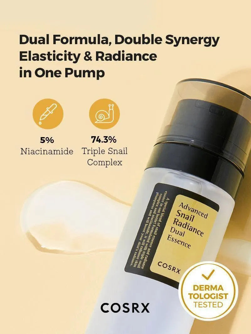 COSRX Advanced Snail Radiance Dual Essence 80ml –Brightening, Hydrating & Skin Repair Formula
