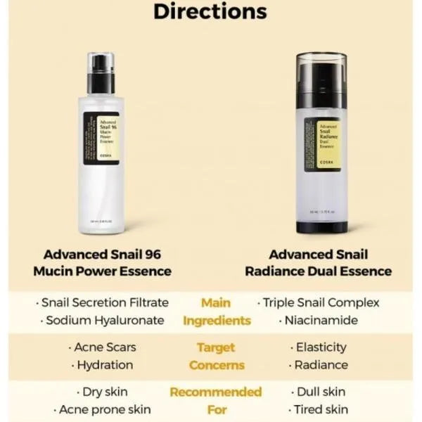 COSRX Advanced Snail Radiance Dual Essence 80ml –Brightening, Hydrating & Skin Repair Formula