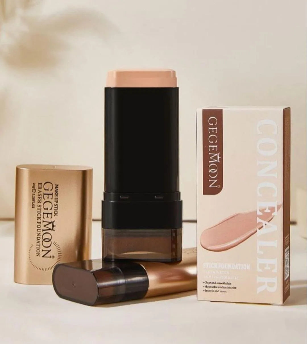 Gegemoon 2-in-1 Stick Foundation& Concealer – High Coverage, Smooth Finish, Long-Lasting Makeup Stick