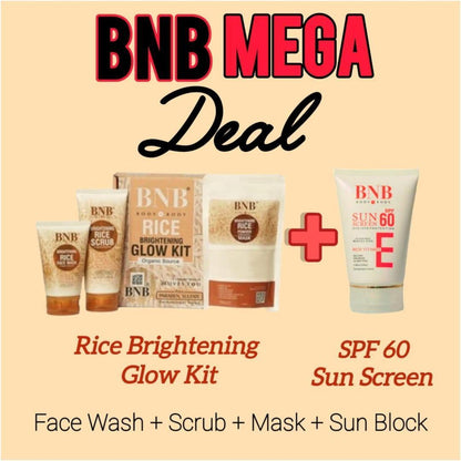 4 in 1 Skincare Bundle - 4 Pcs Face Wash, Scrub, Mask & Sun Block Set