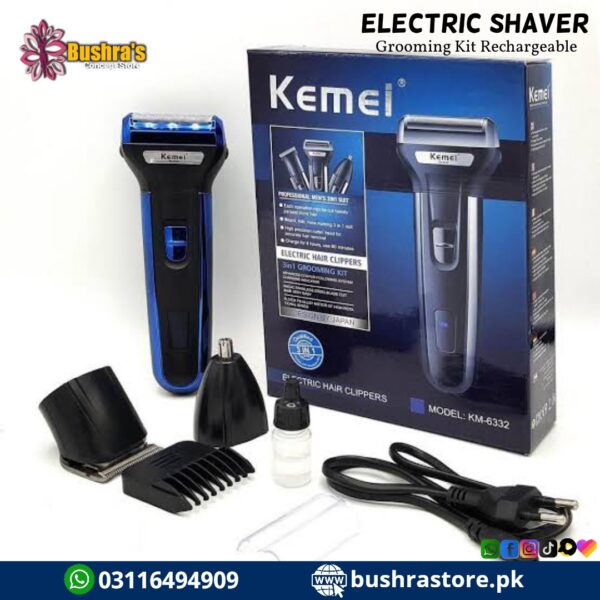 Kemei 3 in 1 Electric Hair Removal Men's Shaver and Grooming Kit