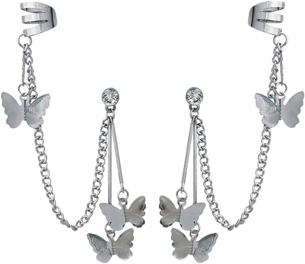 Pair Of Alloy Silver Plated Butterfly Design Ear Clip Earrings