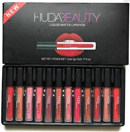 Huda Beauty Matte Finish Lips Sets , Pack of 12