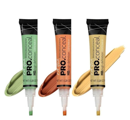 L.AGirl Pro Conceal HD High Definition Concealer Full Coverage, Crease-Proof & Lightweight Corrector, Pack of 3