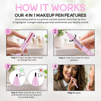 4 in 1 Makeup Pen : Refillable - Portable - Cruelty-Free Beauty, Paraben-Free Makeup Pen