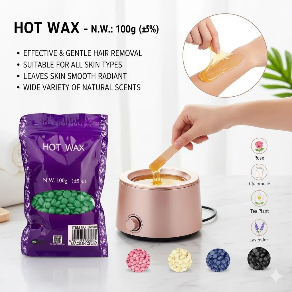 Painless Hard Wax Beads (100g Bag) - Stripless Depilatory Film Wax
