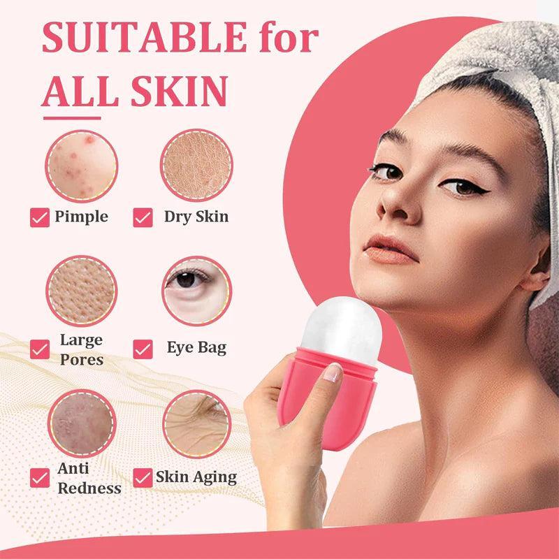 Hydrating Ice Roller Set of 3 - Multi-Color Silicone Facial Massage Tool