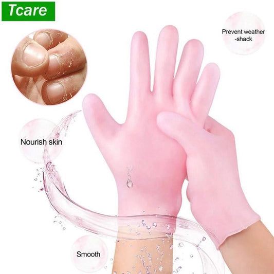 Pink Silicone Moisturizing Gloves for Hands