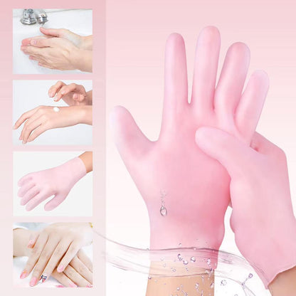 Pink Silicone Moisturizing Gloves for Hands