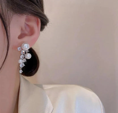 Off White Silver Plated Earrings