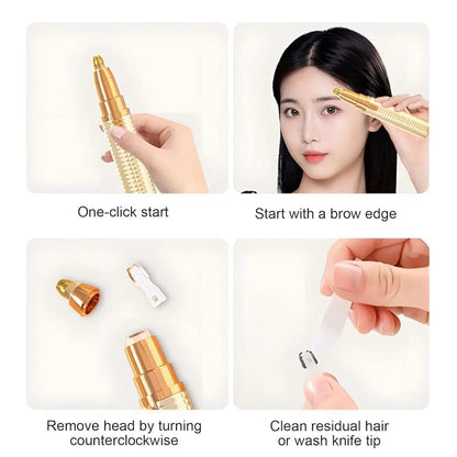 Flawzbss Rechargeable 3-in-1 Facial Hair Remover & Eyebrow Trimmer for Women