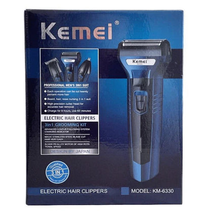 Kemei 3 in 1 Electric Hair Removal Men's Shaver and Grooming Kit